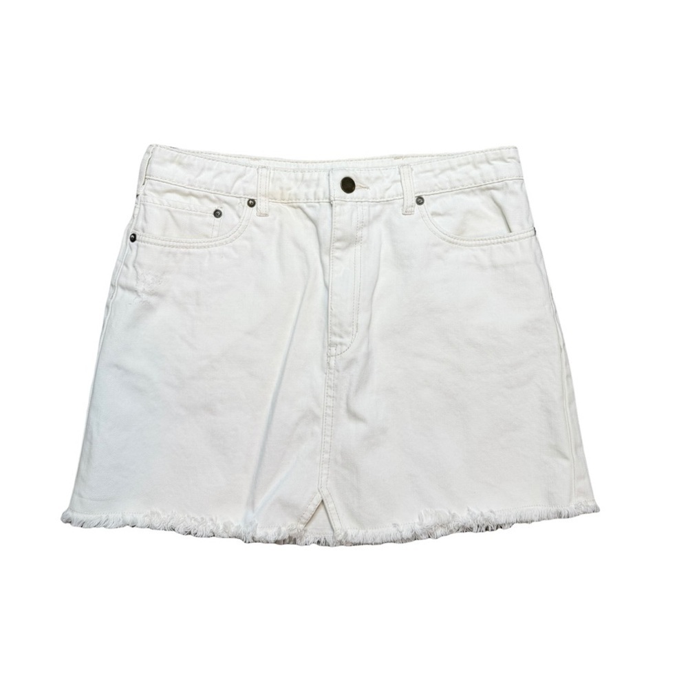 FREE PEOPLE White Denim Raw Hem Skirt Size 10